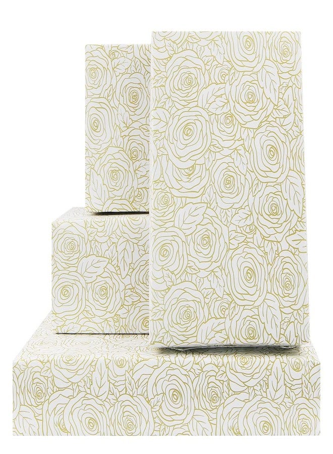 Boerni Rose Wrapping Paper On White Gift Wrapping Paper 4 Sheets Folded Flat 20x30 Inches Per Sheet, Flower Gift Wrap for Wedding, Birthday, Bridal Showers,Mother's Day, Valentine's Day Holiday Christening and More Occasion - Image 1